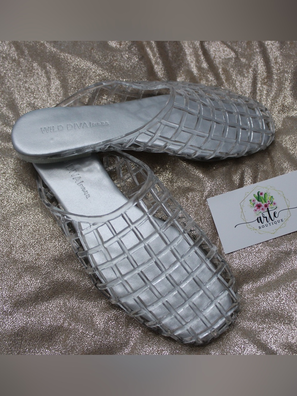 Transparent Woven Jelly mule Flats - Picture 2 of 4